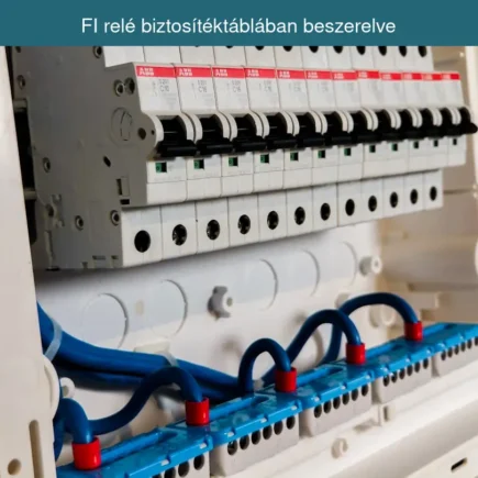 FI relé biztosítéktáblában beszerelve