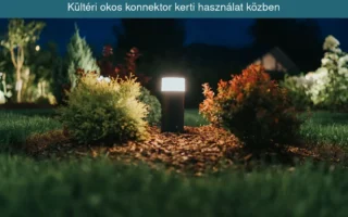 Kültéri okos konnektor kerti használat közben